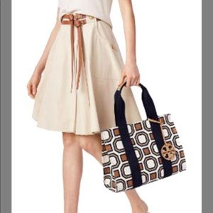 Tory Burch Pink Octagon Print Canvas Tote